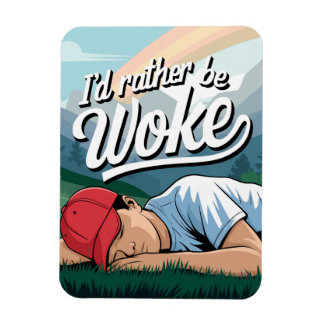 Sleeping Person Rather Be Woke Mountain Scene Magnet