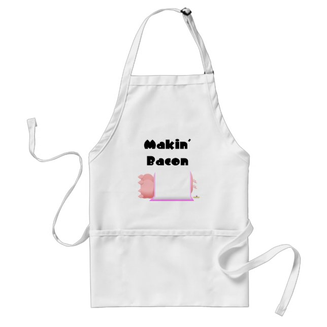 Sleeping Pigs Pink Blanket Makin' Bacon Adult Apron (Front)