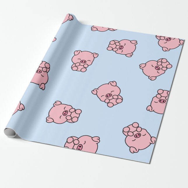 Sleeping Pigs Wrapping Paper (Unrolled)