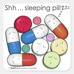 Sleeping Pills-Medication Square Sticker