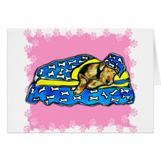 Sleeping Pink Airedale Cards (Front Horizontal)