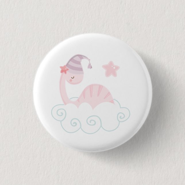 Sleeping Pink Dinosaur   Button (Front)