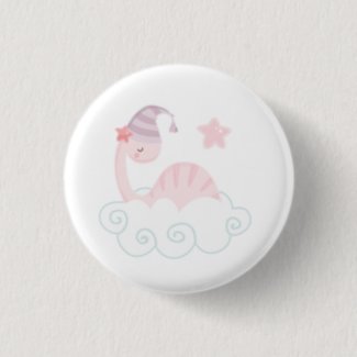 Sleeping Pink Dinosaur   Button