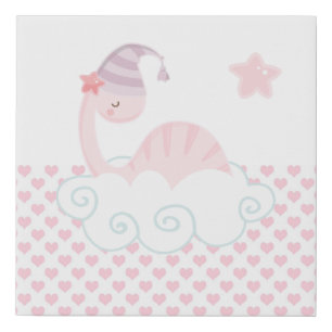 Sleeping Pink Dinosaur Faux Canvas Print