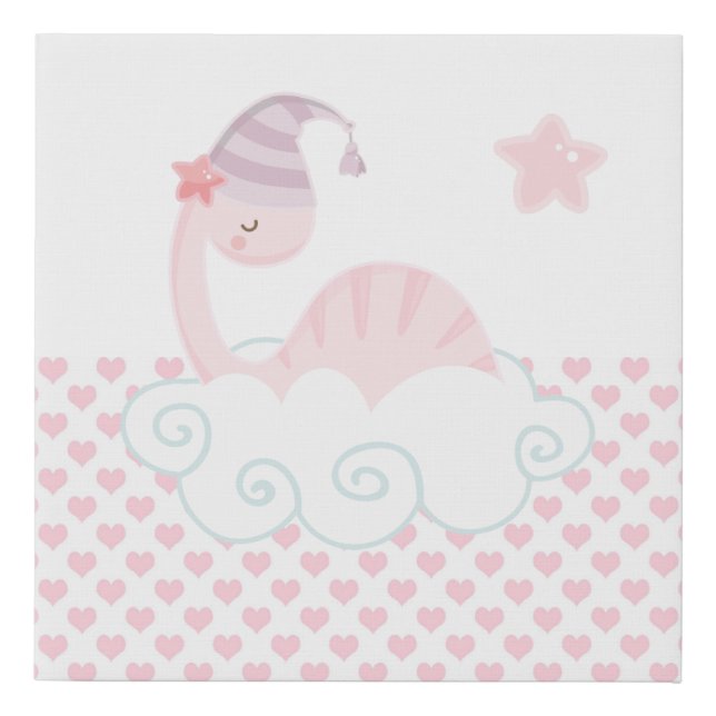 Sleeping Pink Dinosaur           Faux Canvas Print (Front)