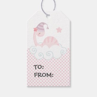 Sleeping Pink Dinosaur       Gift Tags