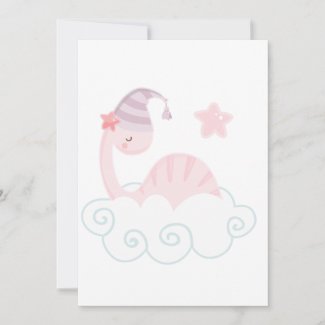 Sleeping Pink Dinosaur     Invitation