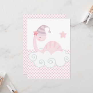 Sleeping Pink Dinosaur       Invitation