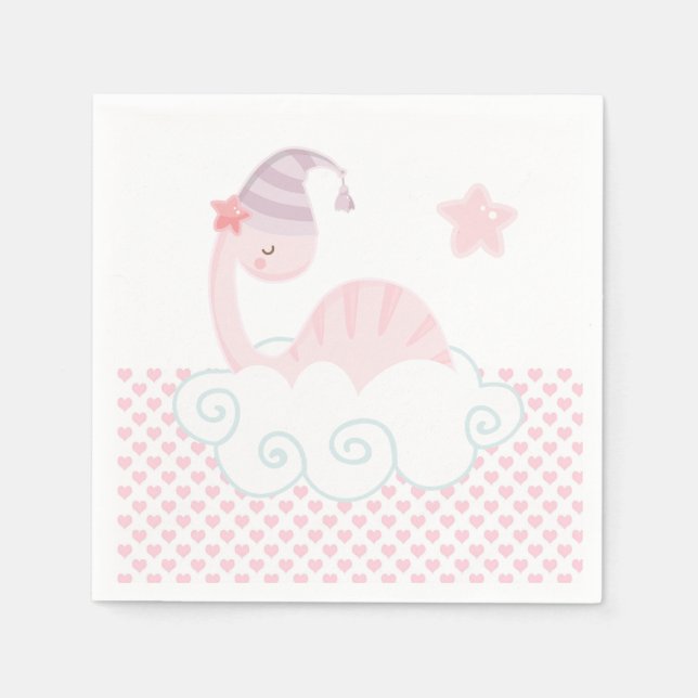 Sleeping Pink Dinosaur      Napkins (Front)