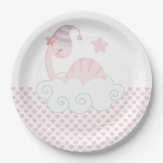 Sleeping Pink Dinosaur       Paper Plates