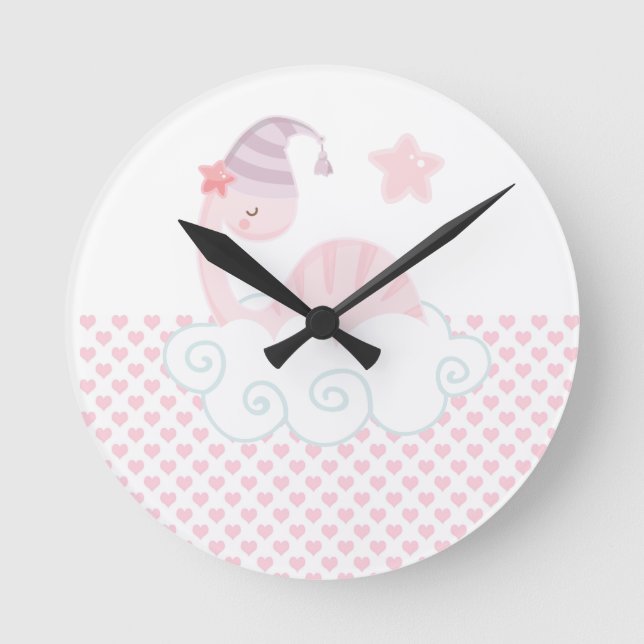 Sleeping Pink Dinosaur          Round Clock (Front)