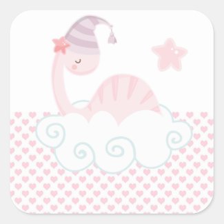 Sleeping Pink Dinosaur       Square Sticker