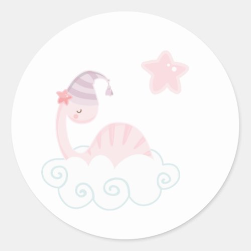 Sleeping Pink Dinosaur Sticker
