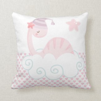 Sleeping Pink Dinosaur       Throw Pillow