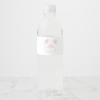 Sleeping Pink Dinosaur        Water Bottle Label