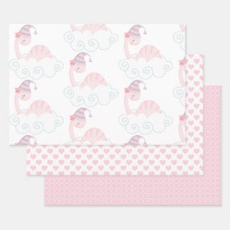 Sleeping Pink Dinosaur      Wrapping Paper Sheets