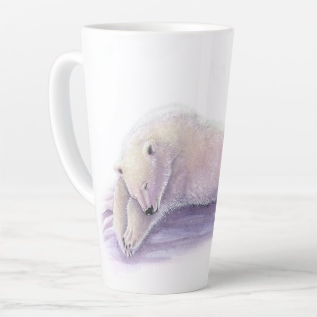 Sleeping Polar Bear by Molly Harrison Latte Mug (Left Angle)