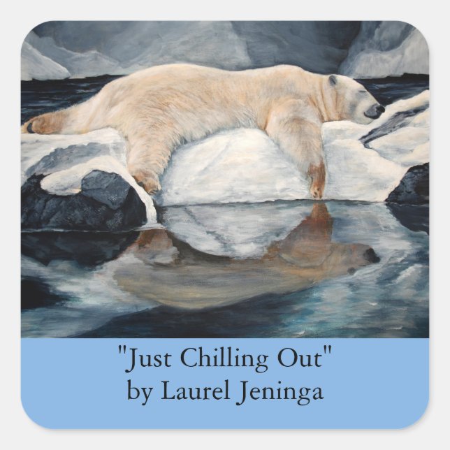 Sleeping Polar Bear on Ice Stickers (Front)