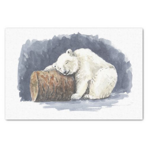 Sleeping polar bear watercolor art tissue paper