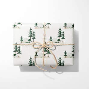 Sleeping Polar Bear Winter Forest Cream Wrapping Paper