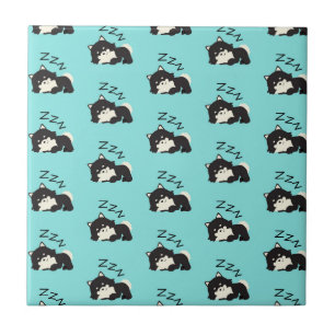 Sleeping Pomeranian Dog Animals Lover ZZZ Pet Ceramic Tile