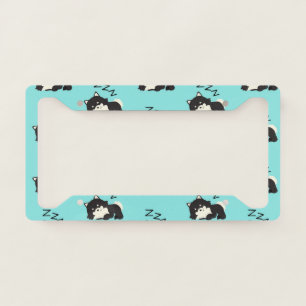 Sleeping Pomeranian Dog Animals Lover ZZZ Pet License Plate Frame