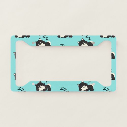 Sleeping Pomeranian Dog Animals Lover ZZZ Pet License Plate Frame