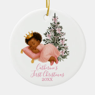 Sleeping Princess Baby Girl First Christmas  Ceramic Ornament