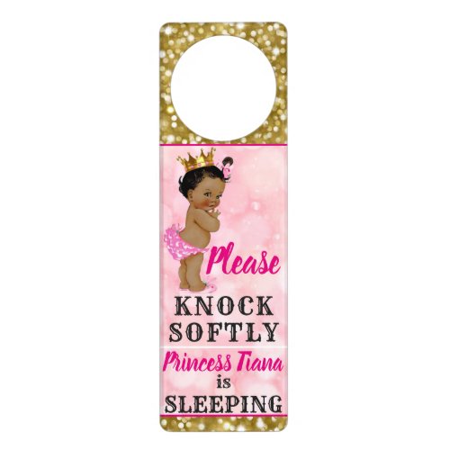 Sleeping PrincessPinkGold Glitter Door Hanger