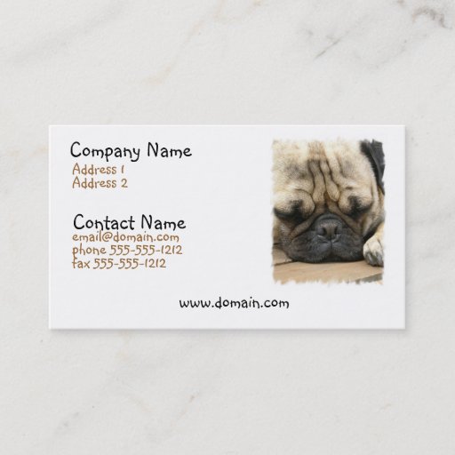 Customizable Sleeping Pug Business Card