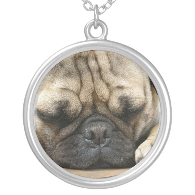 Sleeping Pug Dog Necklace (Front)