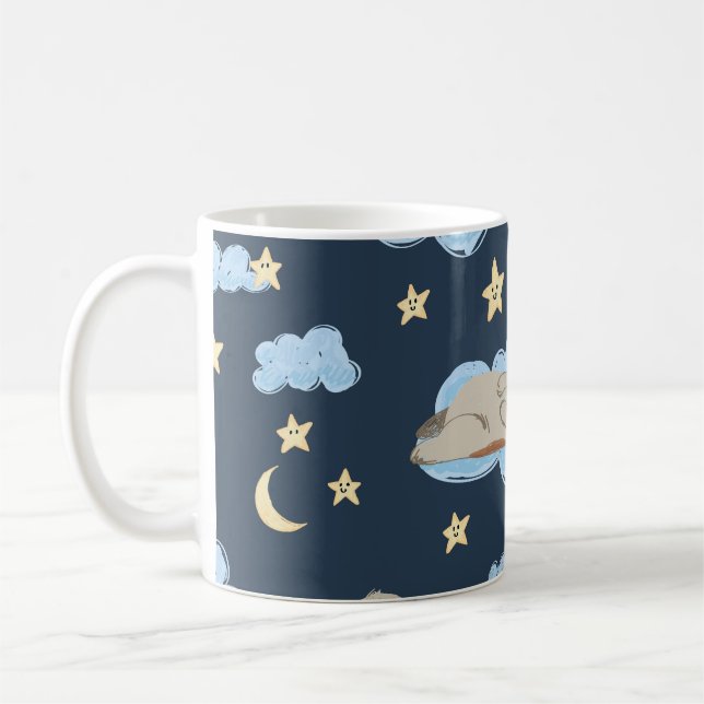 Sleeping Puppies: Good Night Pattern Coffee Mug (Left)