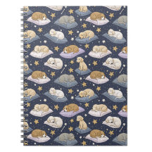 Sleeping Puppies Starry Night - Cute Dog Pattern