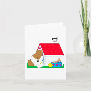Sleeping Puppy Dog House Cute Pet Card