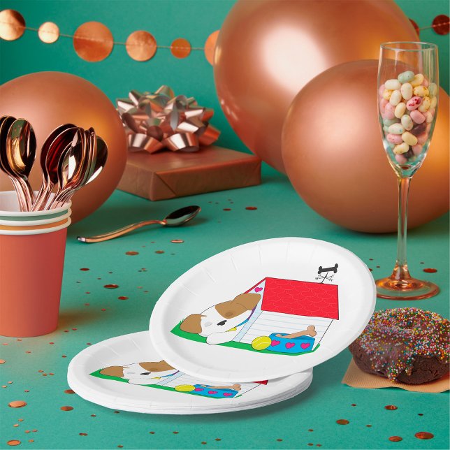 Sleeping Puppy Dog House Cute Pet Paper Plates (Creator Uploaded)