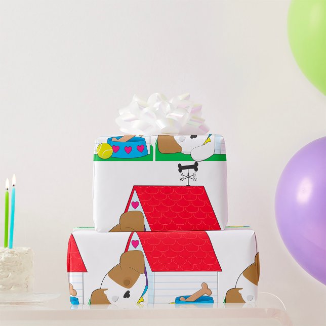 Sleeping Puppy Dog House Cute Pet Wrapping Paper (Creator Uploaded)