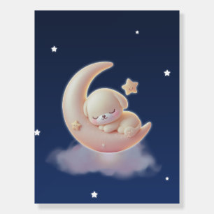Sleeping Puppy Moon – Cute Kawaii Wall Art Foam Board