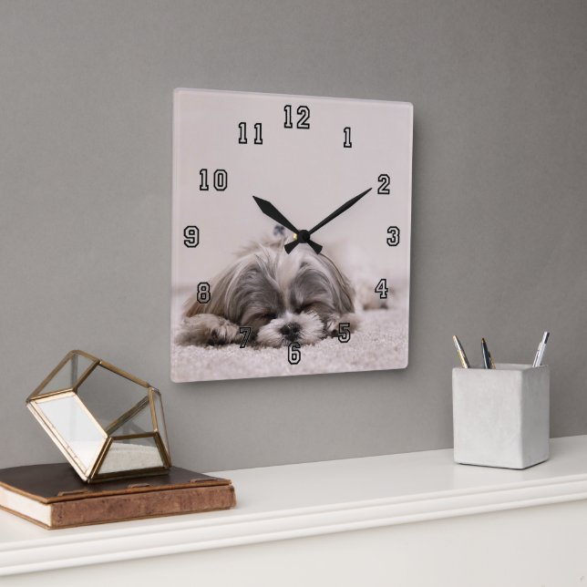 Sleeping Puppy Square Wall Clock (Office)