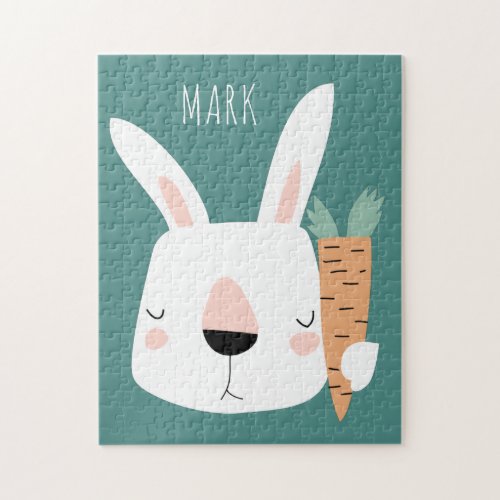 Sleeping Rabbit Bunny Carrot  Boys Kids Name Cute Jigsaw Puzzle