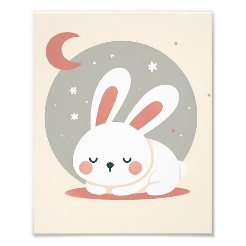 Sleeping Rabbit Nursery Art Photo Print