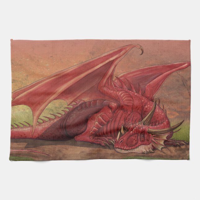 Sleeping red dragon towel (Horizontal)