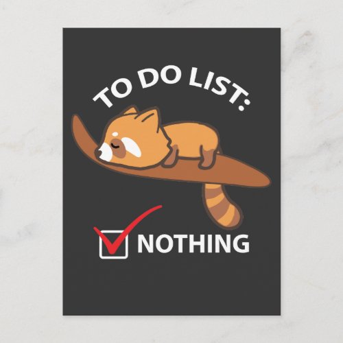 Sleeping Red Panda _ Funny To Do List Nothing Postcard