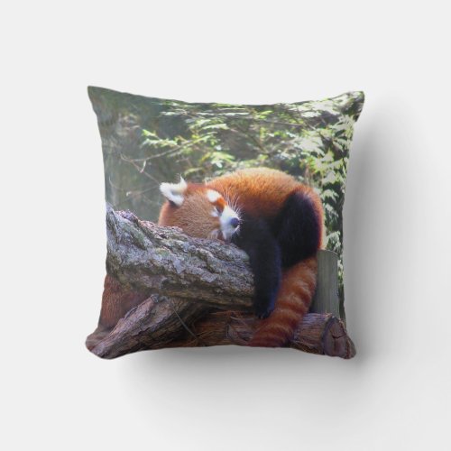 Sleeping Red Panda Throw Pillow