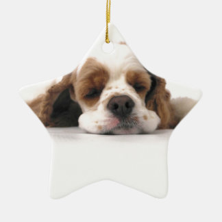 Sleeping Red/White Cocker Spaniel Ceramic Ornament