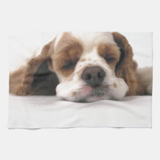 Sleeping Red/White Cocker Spaniel Kitchen Towel
