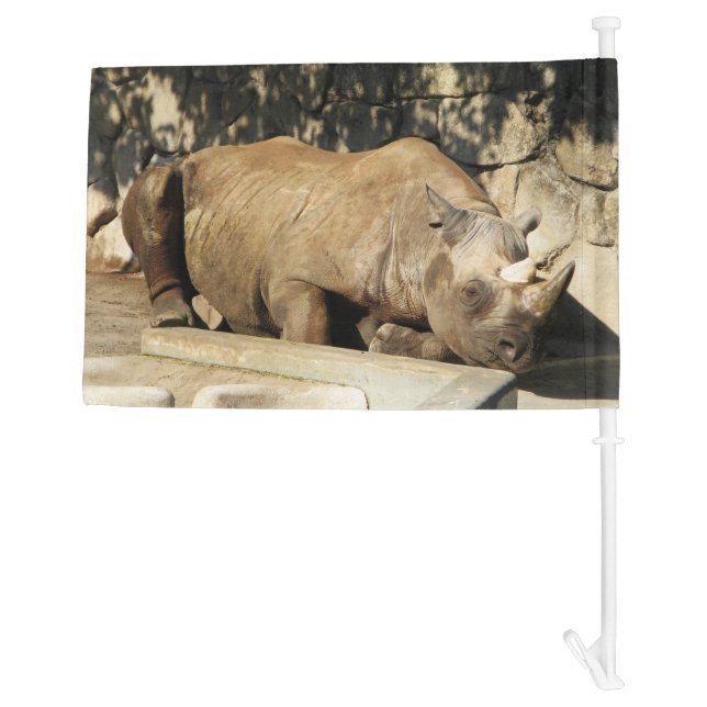 Sleeping Rhino Car Flag (Back)
