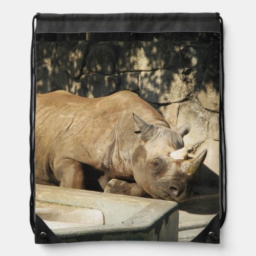 Sleeping Rhino Drawstring Bag