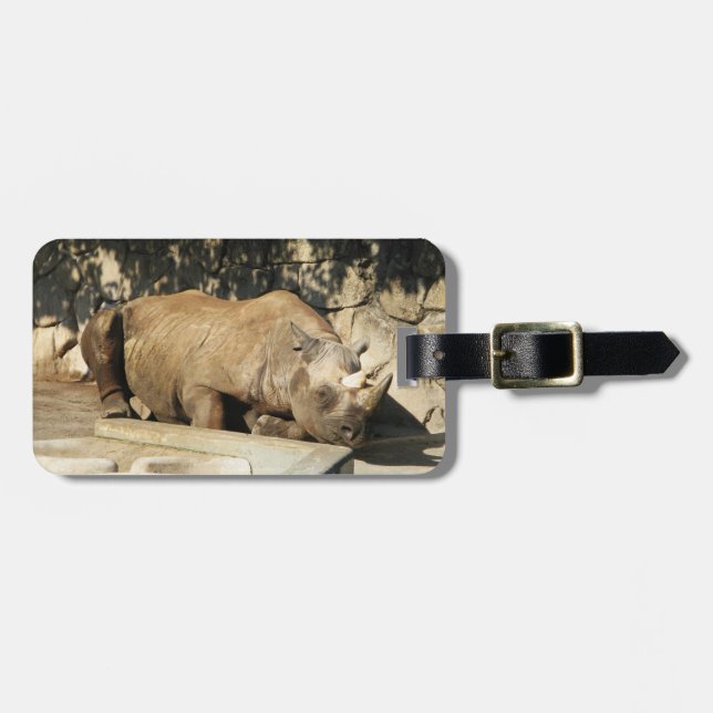 Sleeping Rhino Luggage Tag (Front Horizontal)