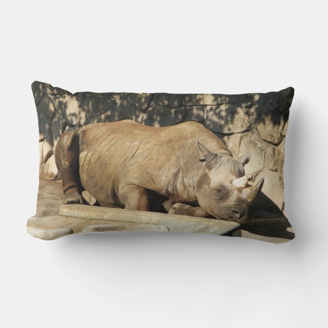 Sleeping Rhino Lumbar Pillow (Front)