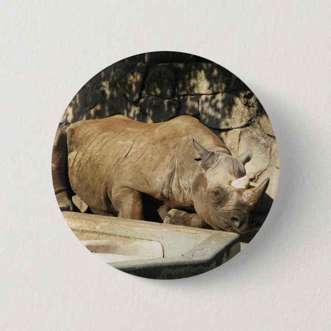 Sleeping Rhino Pinback Button (Front)